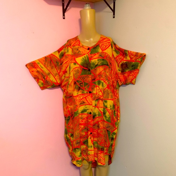 Hawaiian High Low Over Sized Shirt // Dress // Floral // Casual // Beach - Picture 1 of 13